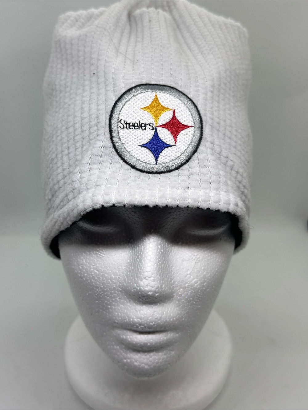 Reebok NFL Pittsburgh Steelers White Waffle Knit Lined  Beanie Hat One Size